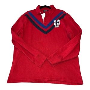 POLO RALPH LAUREN Mens Rugby RPLC PRL Athletic Red Long Sleeve Polo Sz L